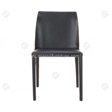 Black Saddle Leather lederen schuimstoelen met hoge dichtheid schuim